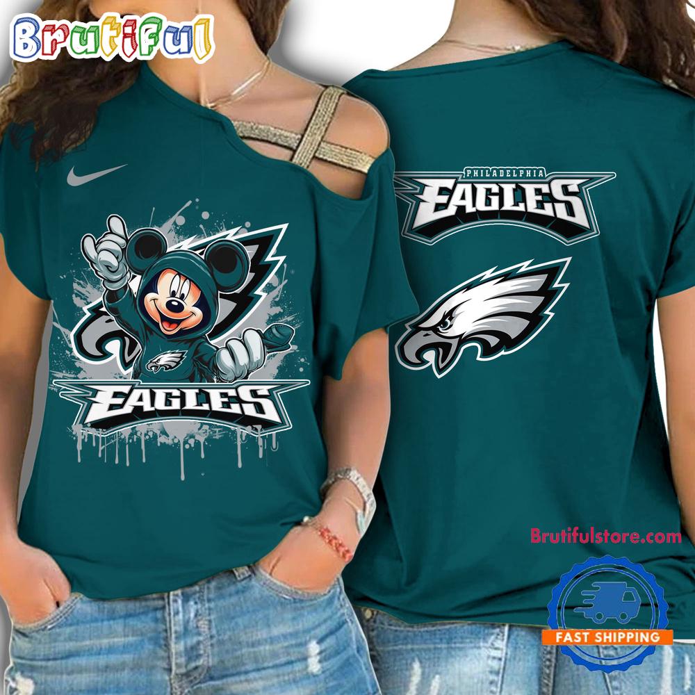 Sportswearmerch Philadelphia Eagles NFL Mickey Mouse Strapless Sleeve Short For Fan
