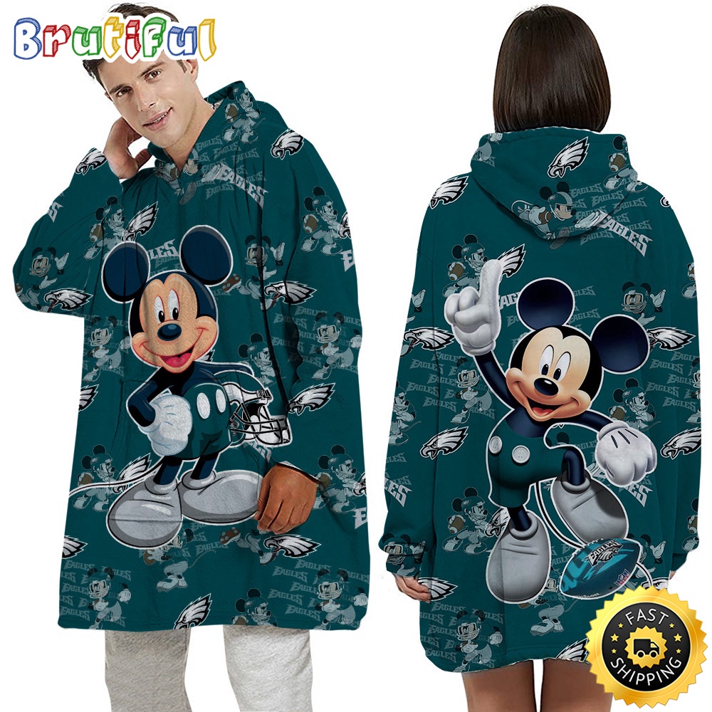 Sportswearmerch Philadelphia Eagles NFL Mouse Lover Personalized Blaket Hoodie For Fan