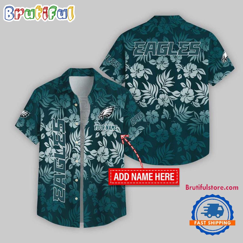 Sportswearmerch Philadelphia Eagles NFL Night Flower Pattern Personalized Personalized Hawaiian Shirt For Fan