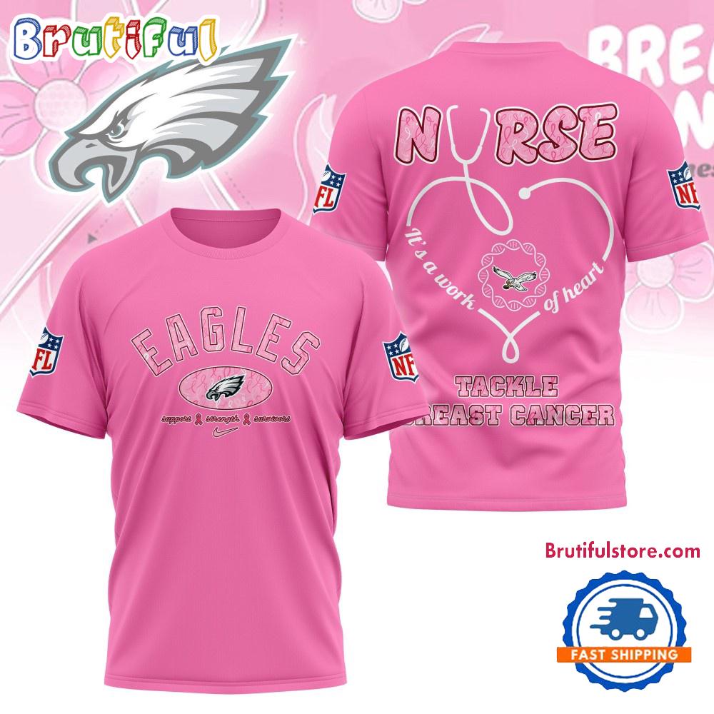 Sportswearmerch Philadelphia Eagles NFL Nurse Breast Cancer Awareness T-shirt For Fan