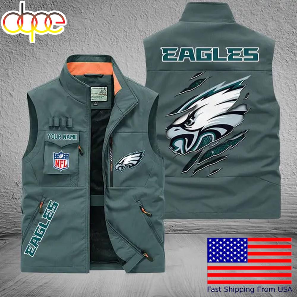 Sportswearmerch Philadelphia Eagles NFL On Back Personalized Pocket Vest For Fan