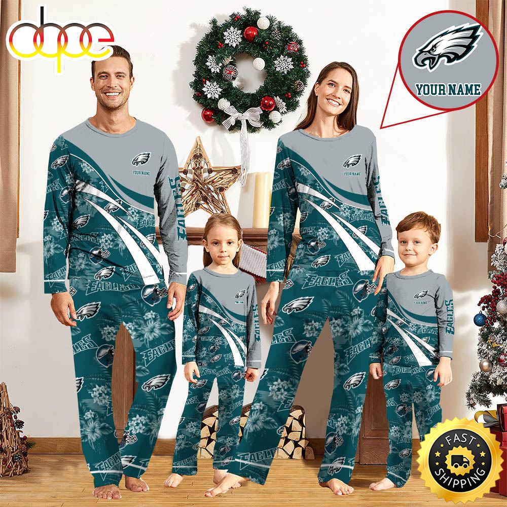 Sportswearmerch Philadelphia Eagles NFL Personalized Pajamas Family For Fan