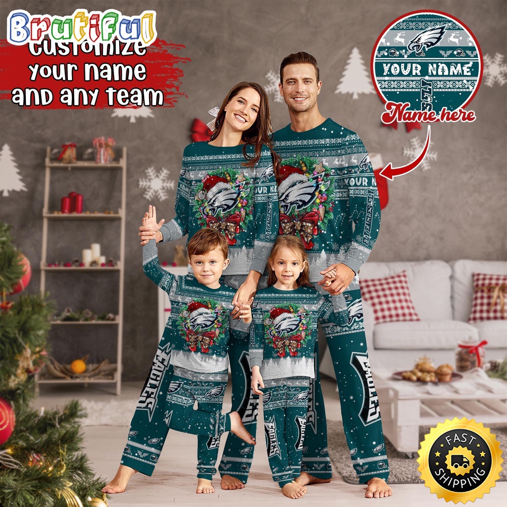 Sportswearmerch Philadelphia Eagles NFL Personalized Pajamas Family For Fan