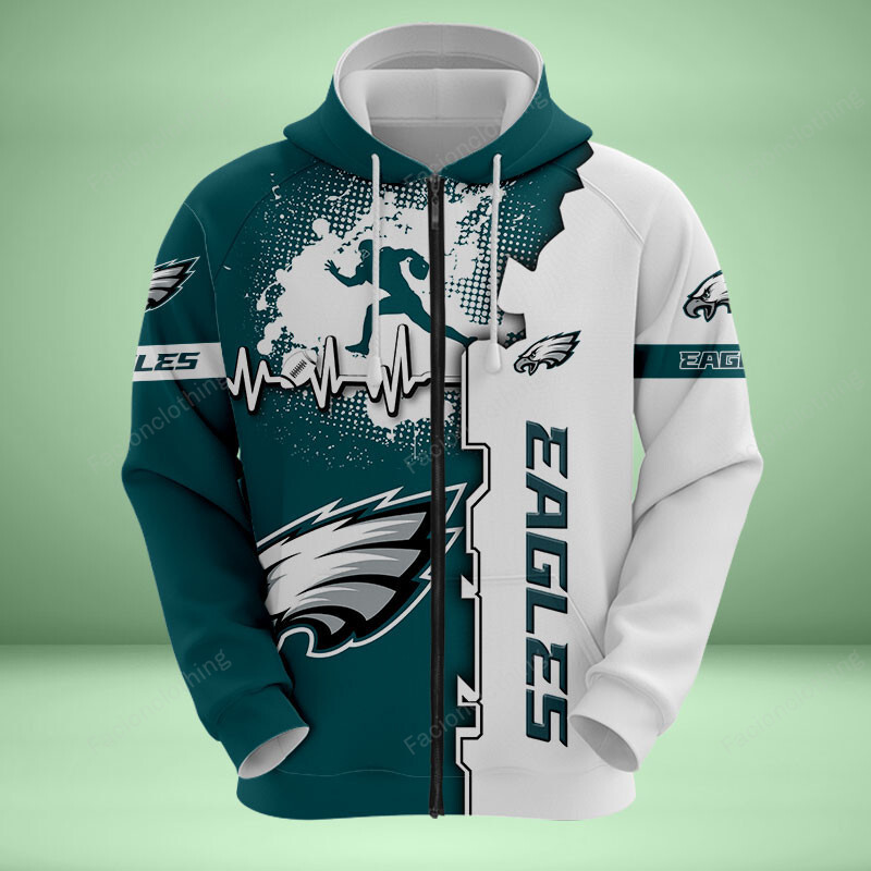 Sportswearmerch Philadelphia Eagles NFL Personalized Zip Hoodie For Fan