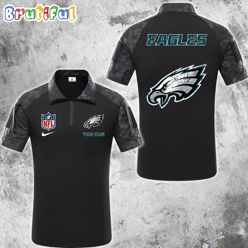Sportswearmerch Philadelphia Eagles NFL Personalized Zip Polo Shirt For Fan