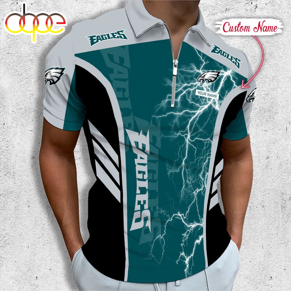 Sportswearmerch Philadelphia Eagles NFL Personalized Zip Polo Shirt For Fan