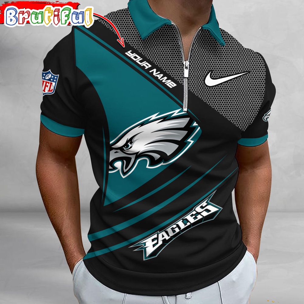 Sportswearmerch Philadelphia Eagles NFL Personalized Zip Polo Shirt For Fan