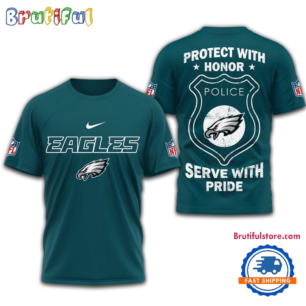 Sportswearmerch Philadelphia Eagles NFL Protech With Honor Police Serve T-Shirt For Fan