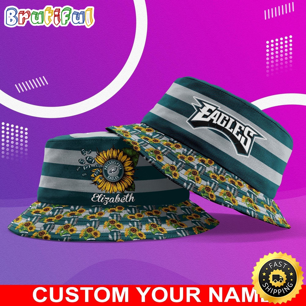 Sportswearmerch Philadelphia Eagles NFL Sunflower Personalized Bucket Hat For Fan