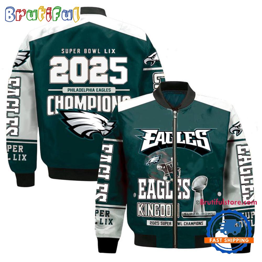 Sportswearmerch Philadelphia Eagles NFL Super Bowl 2025 Champions Personalized Bomber Jacket For Fan