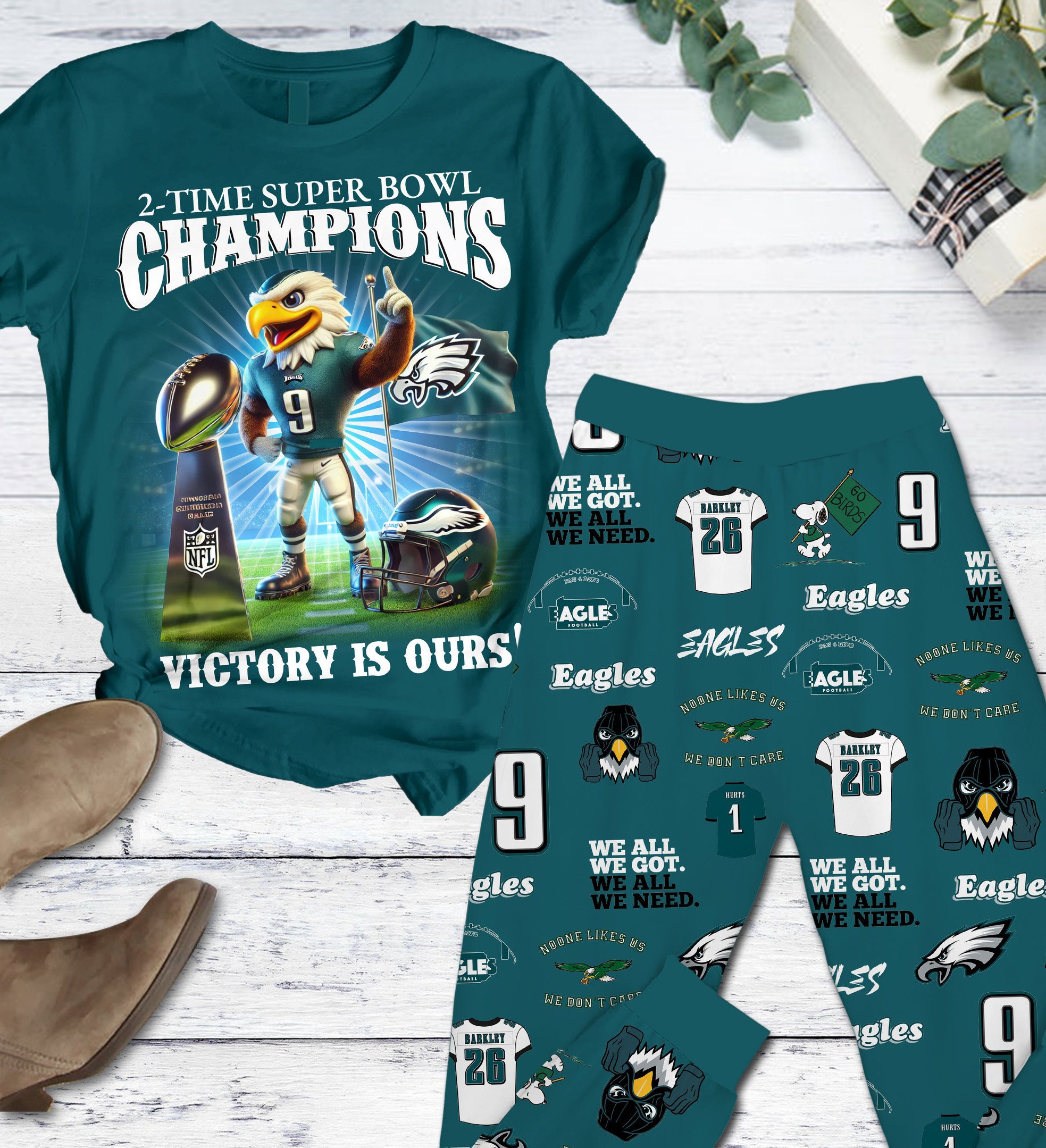Sportswearmerch Philadelphia Eagles Pajamas Full Set Gifts For Fans