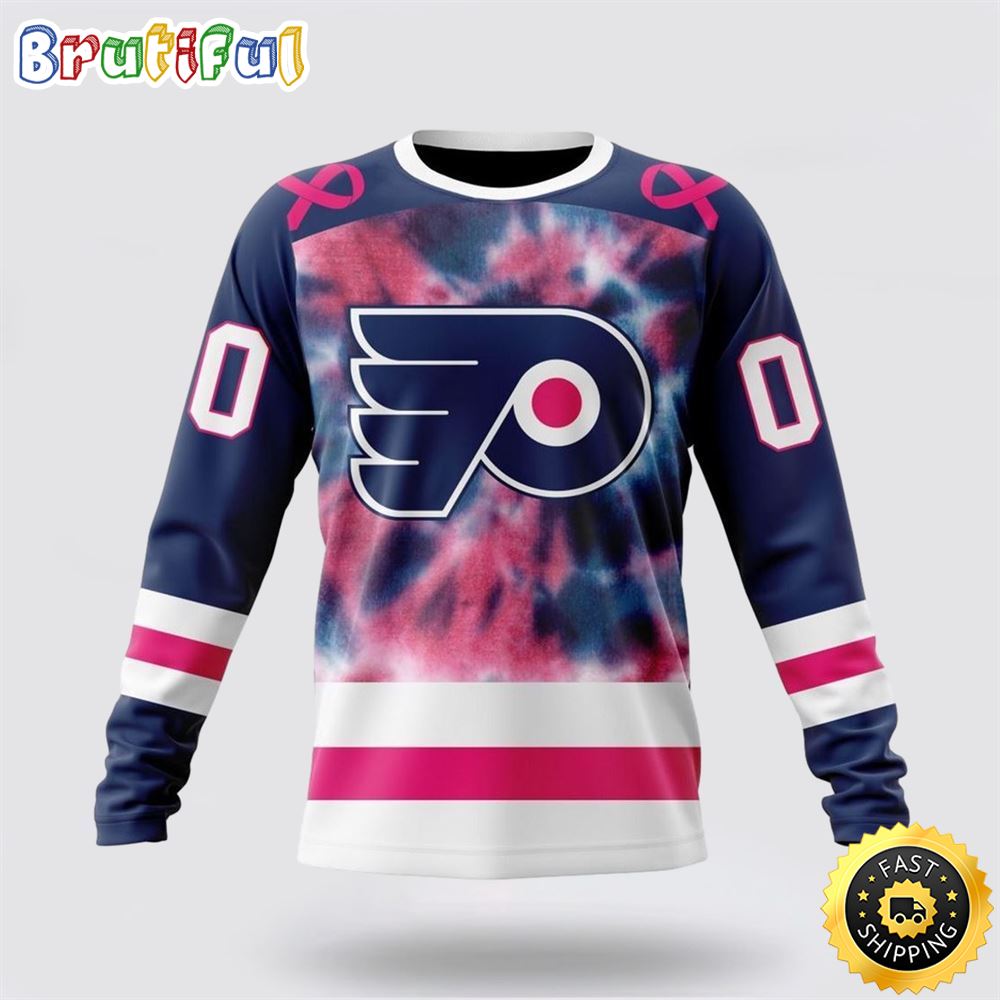 Sportswearmerch Philadelphia Flyers NHL Crewneck Pink October Fight Breast Cancer Personalized Sweater For Fan