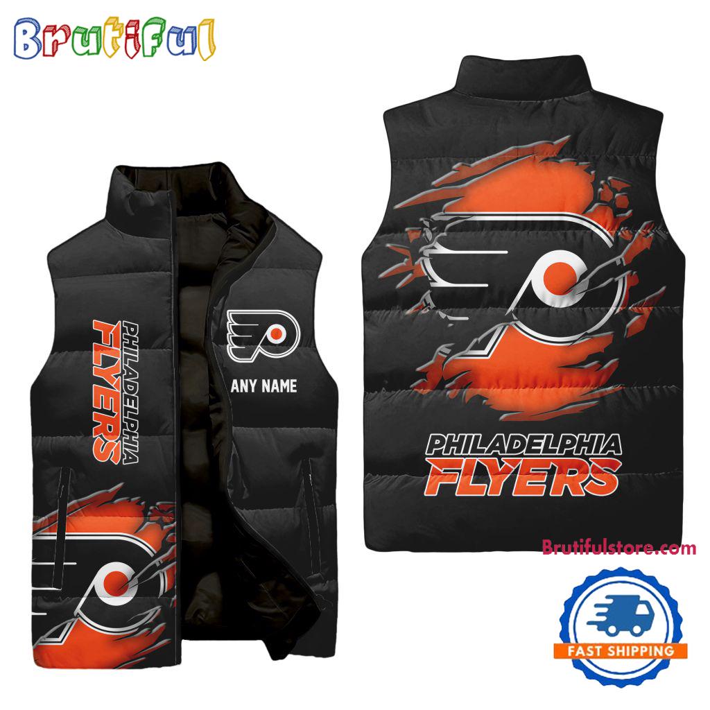 Sportswearmerch Philadelphia Flyers NHL Personalized Sleeveless Puffer Jacket For Fan