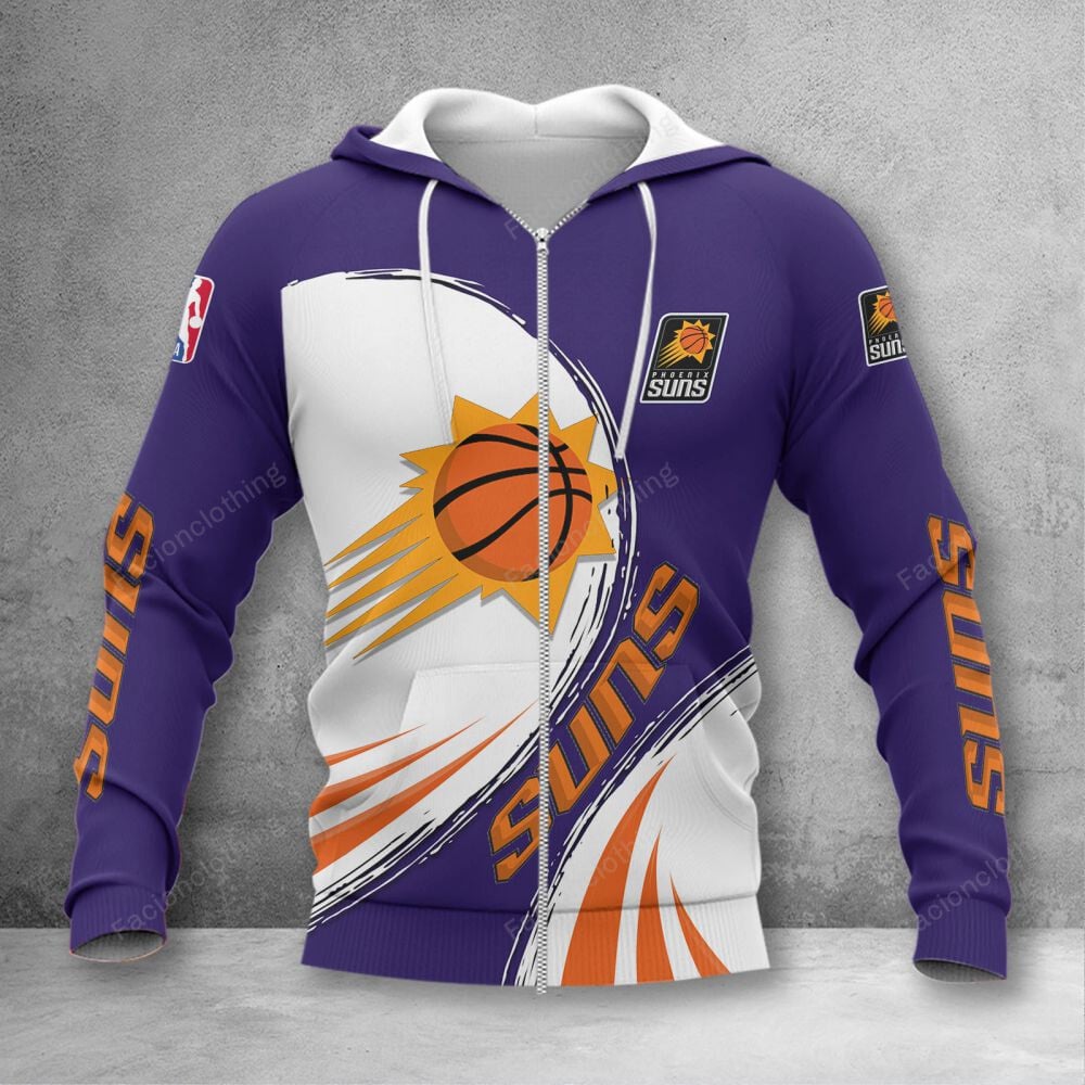 Sportswearmerch Phoenix Suns NBA Personalized Zip Hoodie For Fan