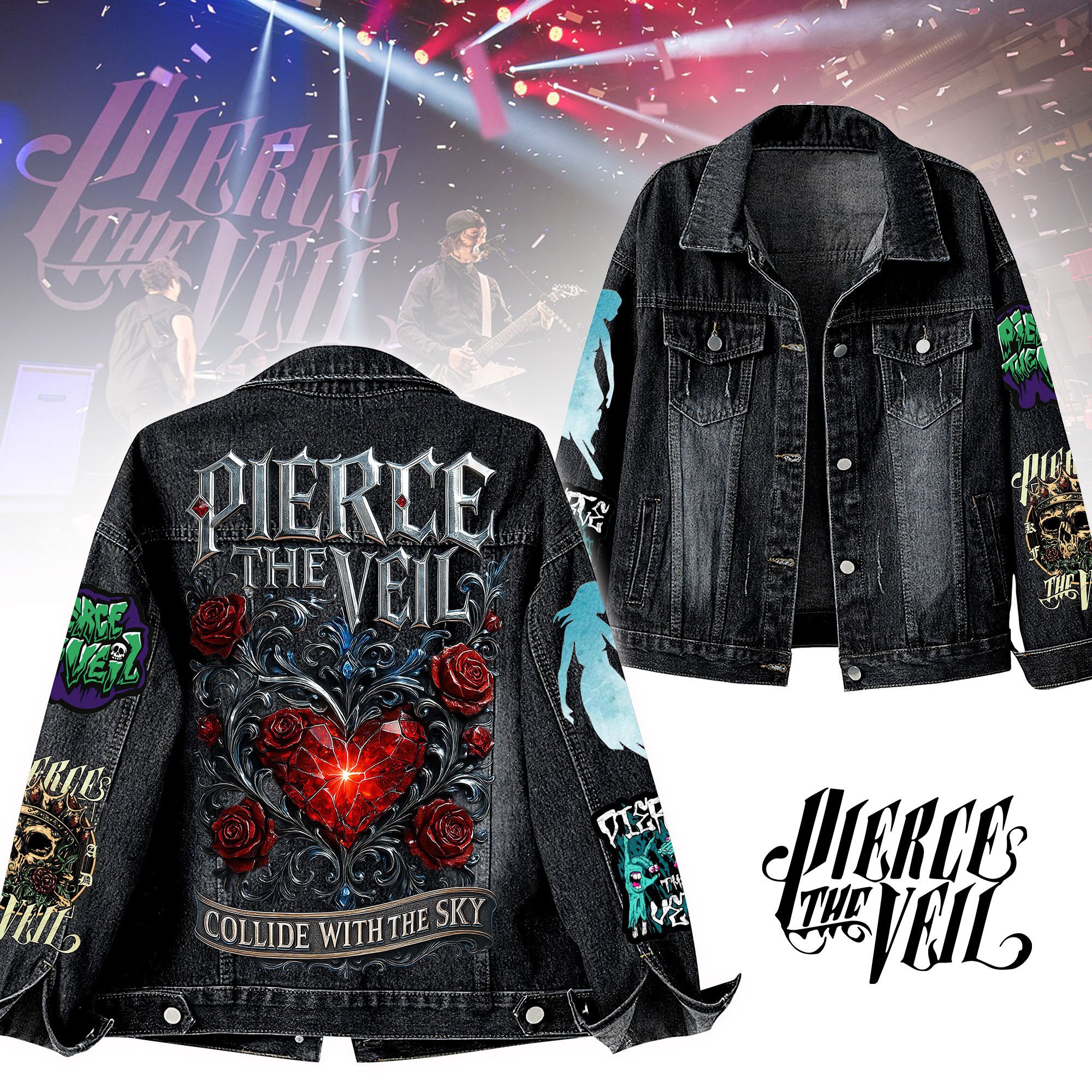 Sportswearmerch Pierce the Veil Denim Jacket Gift For Fans