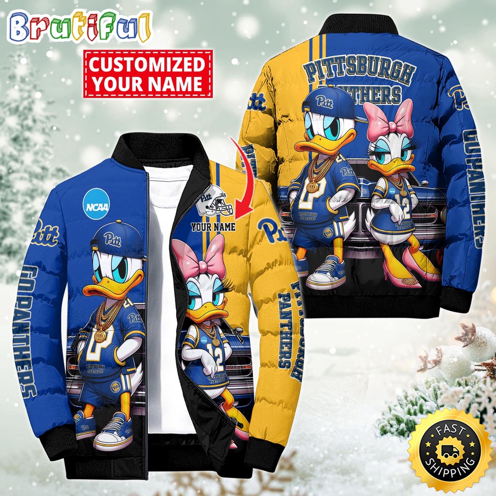 Sportswearmerch Pittsburgh Panthers NCAA Donald Duck Puffer Jacket For Fan
