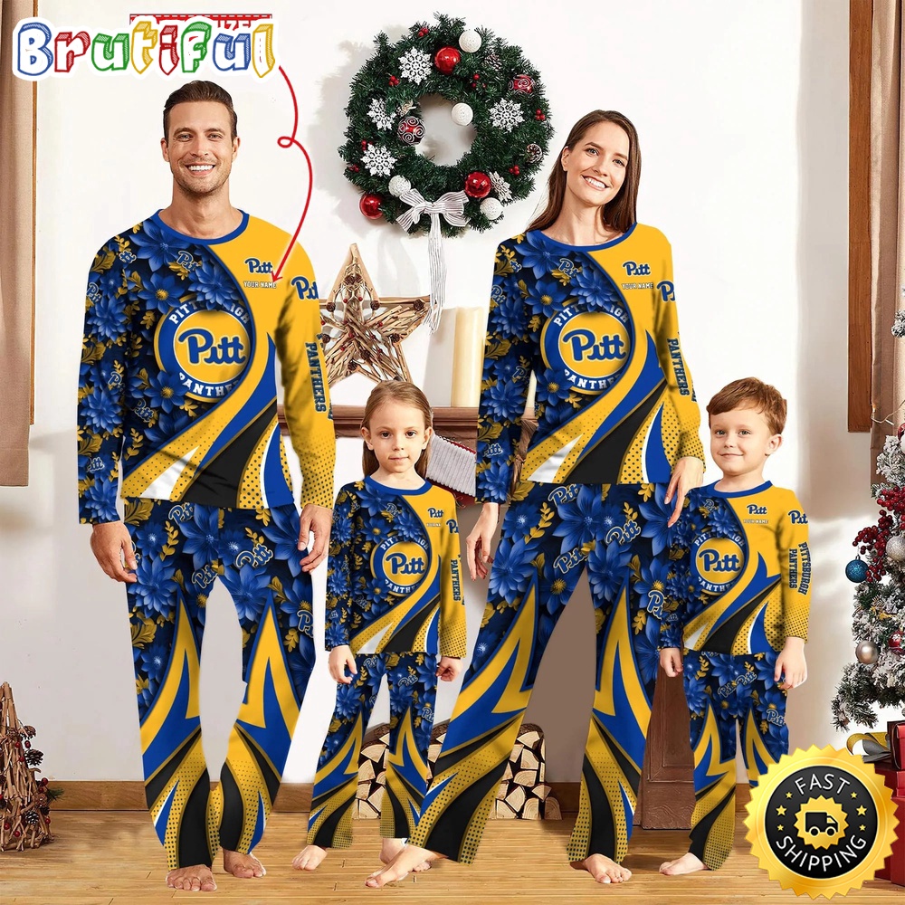 Sportswearmerch Pittsburgh Panthers NCAA Flower Personalized Pajamas Family For Fan