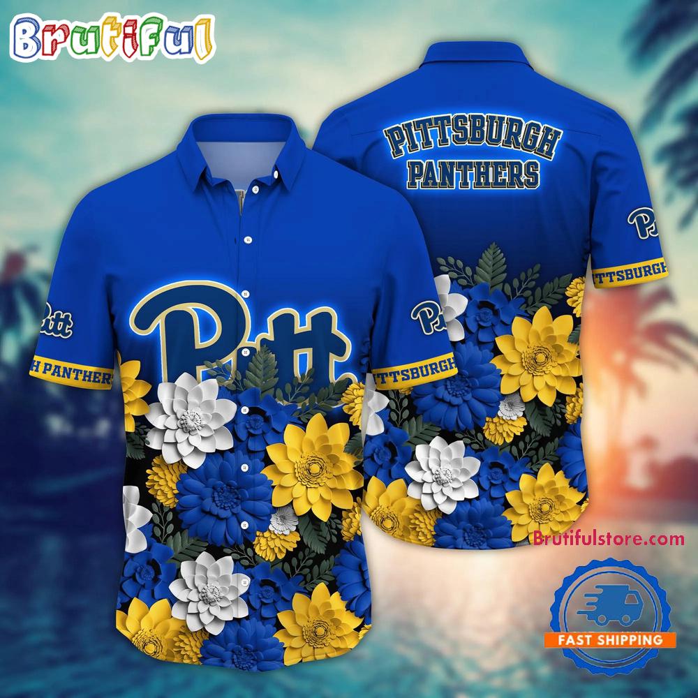 Sportswearmerch Pittsburgh Panthers NCAA Flower Tropical Summer Beach Hawaiian Shirt For Fan