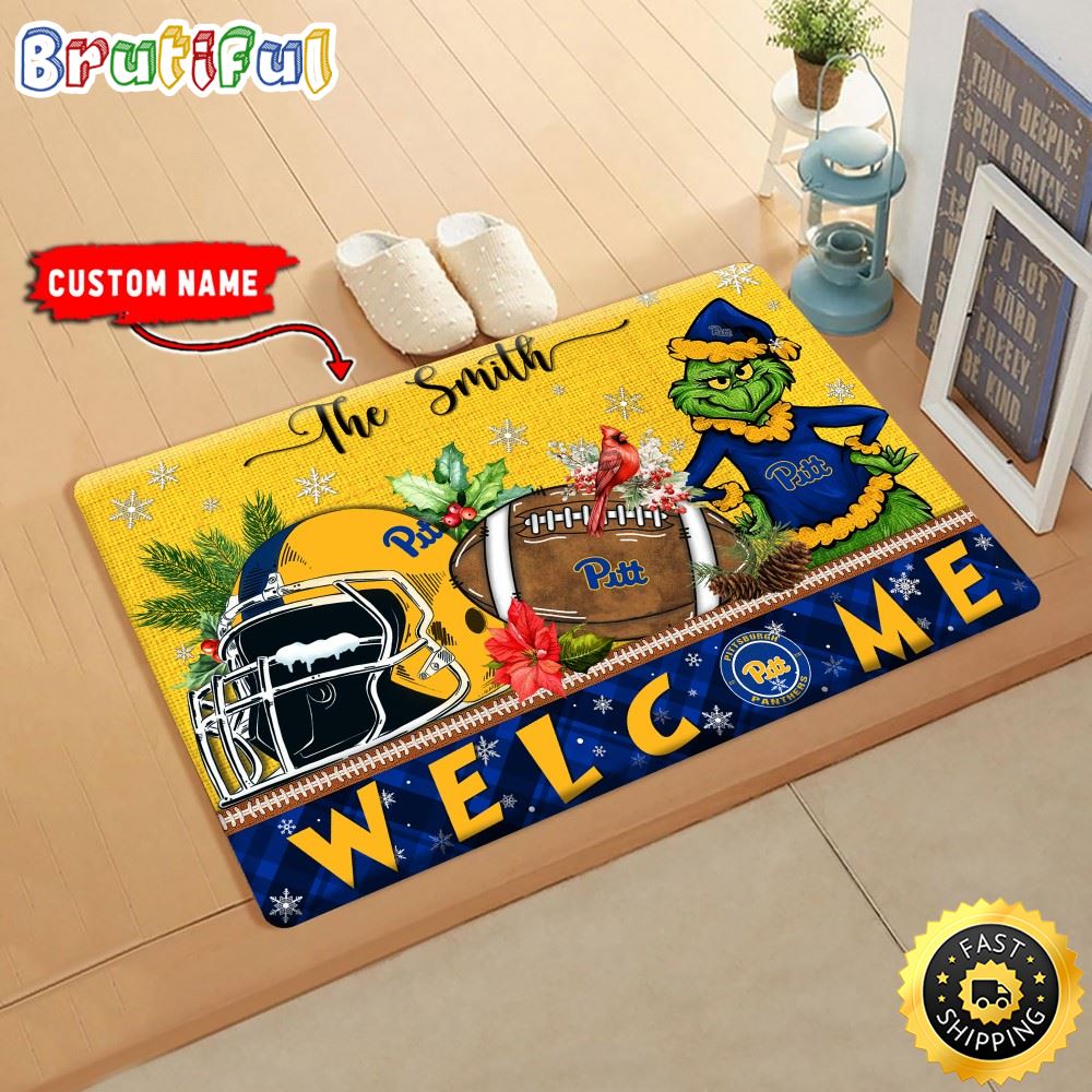 Sportswearmerch Pittsburgh Panthers NCAA Grinch Christmas Doormat For Fan