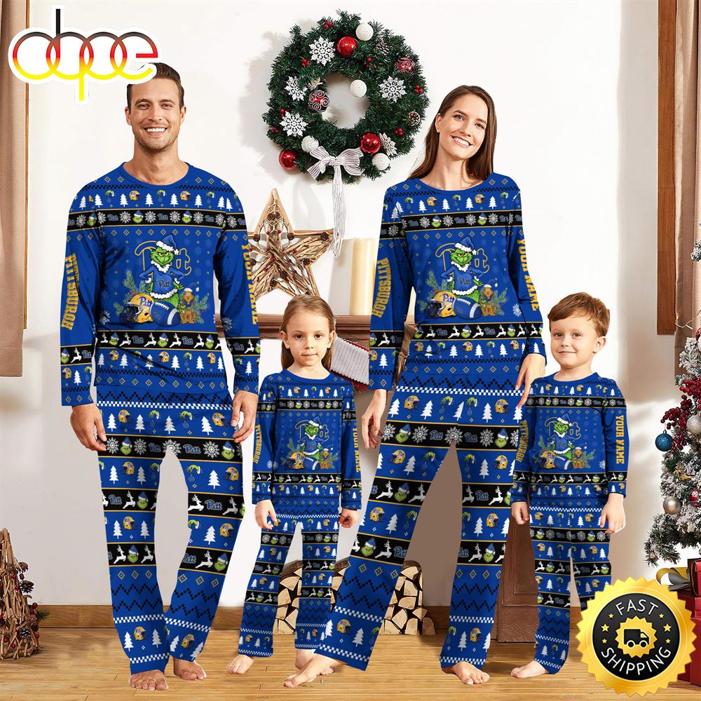 Sportswearmerch Pittsburgh Panthers NCAA Grinch Christmas Personalized Pajamas For Fan