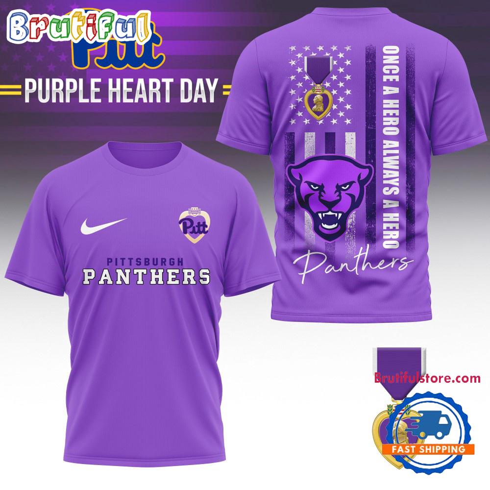 Sportswearmerch Pittsburgh Panthers NCAA National Purple Heart Day T-shirt For Fan
