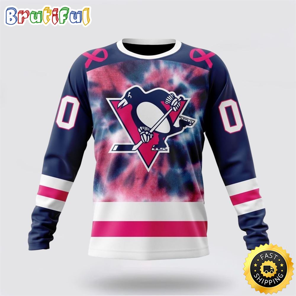 Sportswearmerch Pittsburgh Penguins NHL Crewneck Pink October Fight Breast Cancer Personalized Sweater For Fan