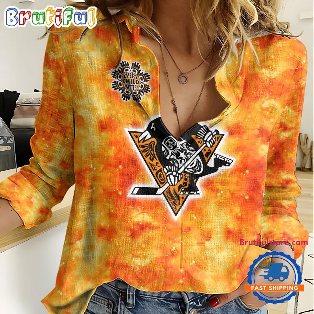 Sportswearmerch Pittsburgh Penguins NHL Hockey Women's Casual Shirt For Fan
