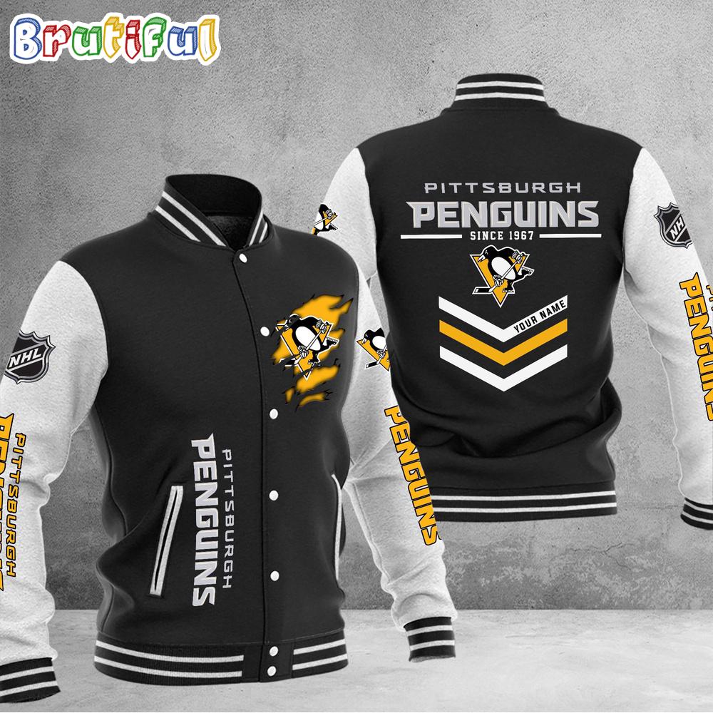 Sportswearmerch Pittsburgh Penguins NHL Personalized Baseball Jacket For Fan