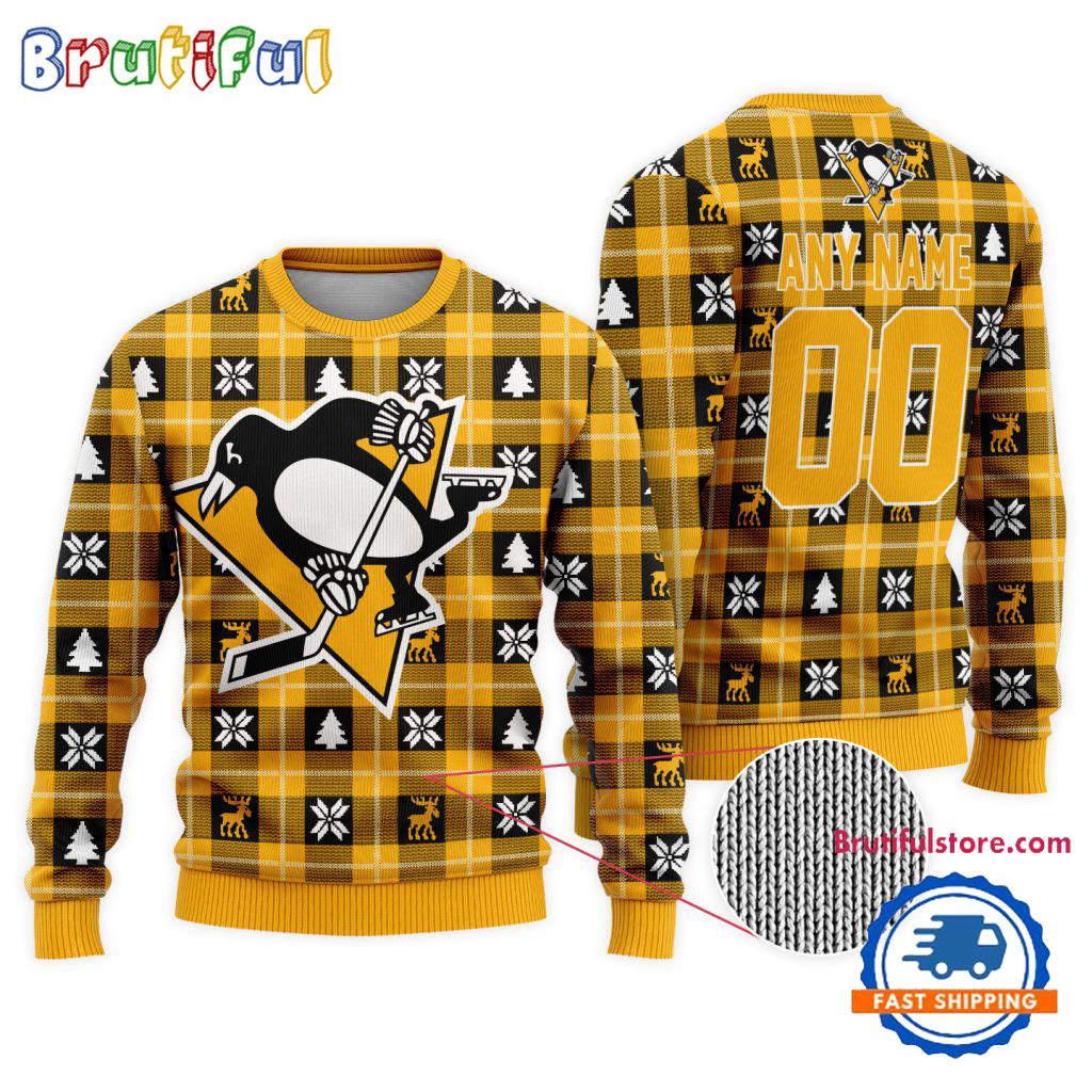 Sportswearmerch Pittsburgh Penguins NHL Personalized Snow Tree Ugly Christmas Sweater For Fan