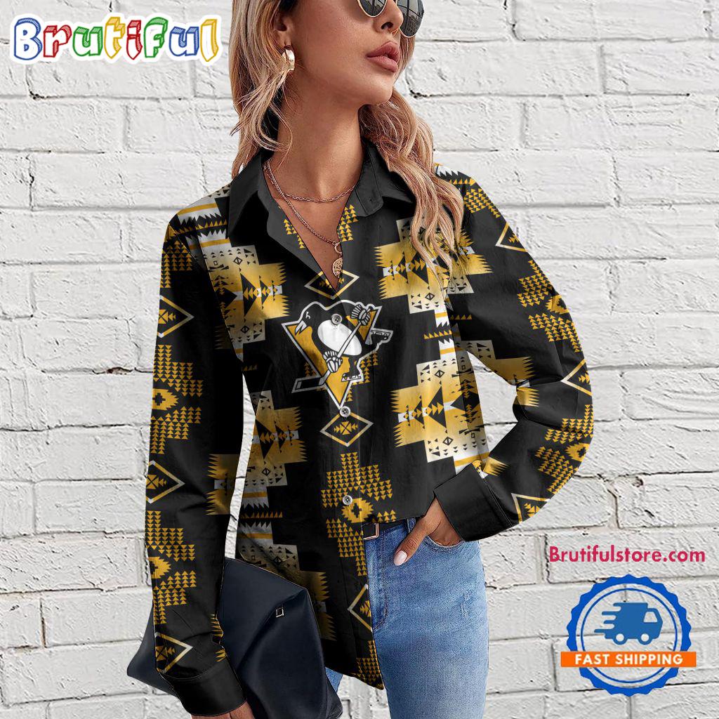 Sportswearmerch Pittsburgh Penguins NHL Special Native American Women's Casual Shirt For Fan