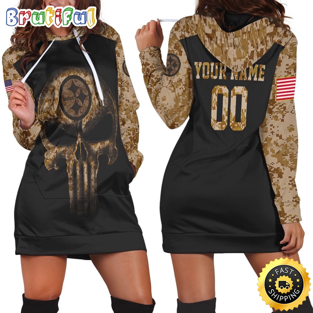 Sportswearmerch Pittsburgh Steelers NFL American Flag Hoodie Dress For Fan