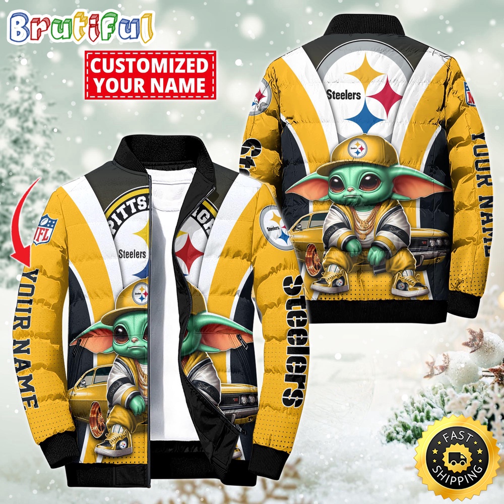 Sportswearmerch Pittsburgh Steelers NFL Baby Yoda Puffer Jacket For Fan