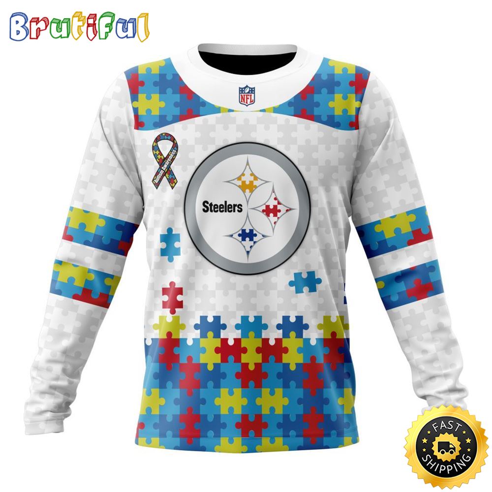 Sportswearmerch Pittsburgh Steelers NFL Crewneck Autism Awareness Personalized Sweater For Fan