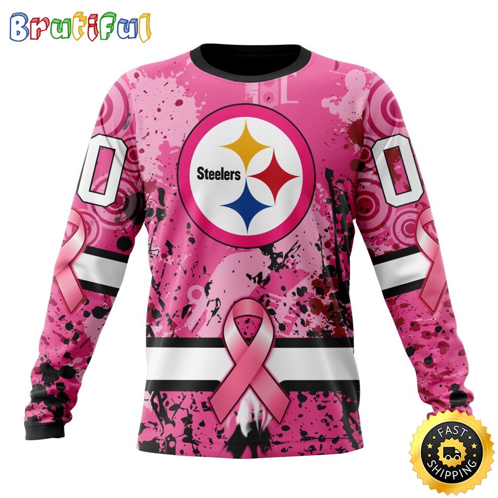 Sportswearmerch Pittsburgh Steelers NFL Crewneck Breast Cancer Personalized Sweater For Fan