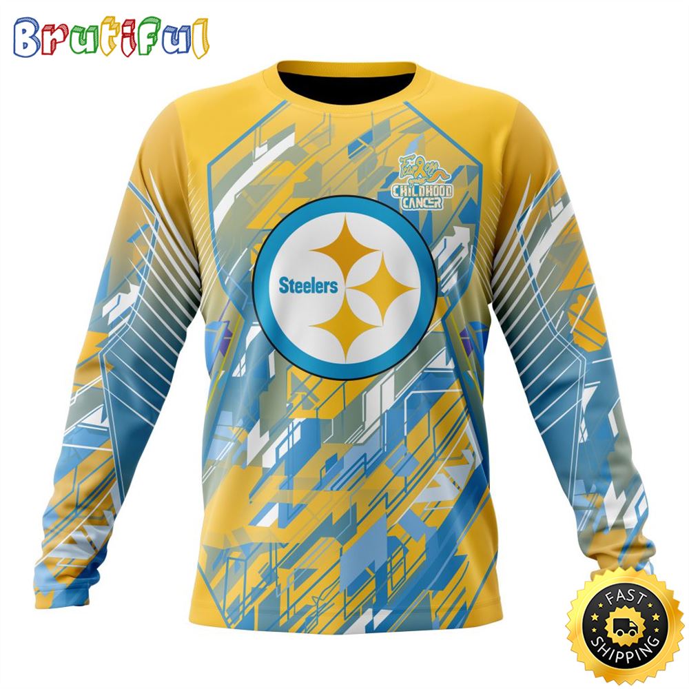 Sportswearmerch Pittsburgh Steelers NFL Crewneck Fearless Against Childhood Cancers Personalized Sweater For Fan