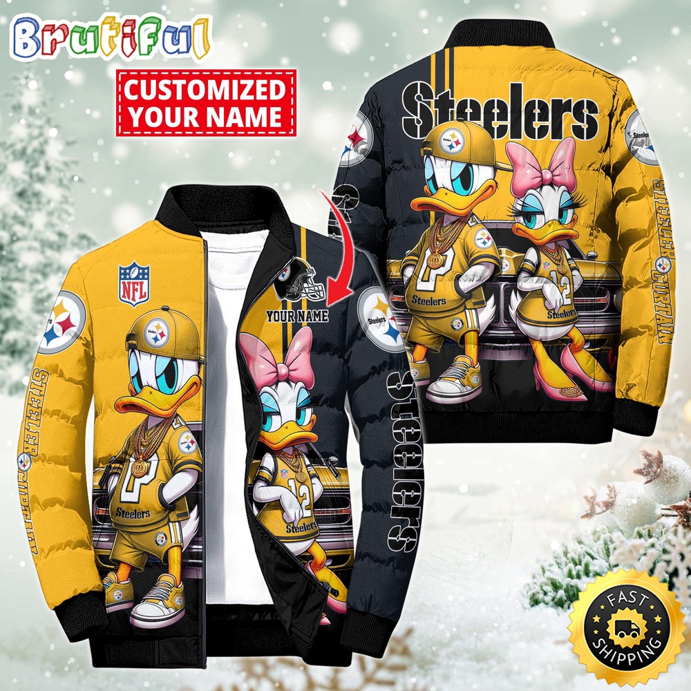Sportswearmerch Pittsburgh Steelers NFL Donald Duck Puffer Jacket For Fan