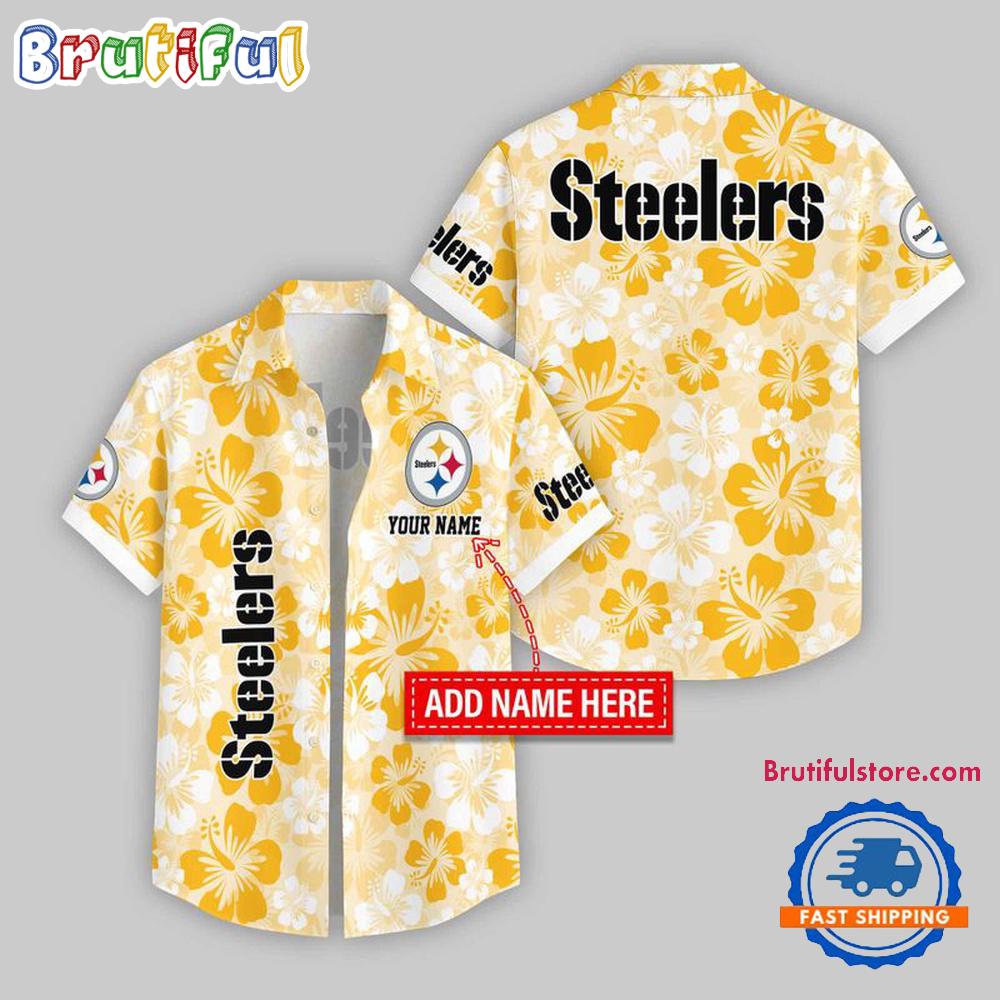 Sportswearmerch Pittsburgh Steelers NFL Flower Palm Tree Personalized Hawaiian Shirt For Fan