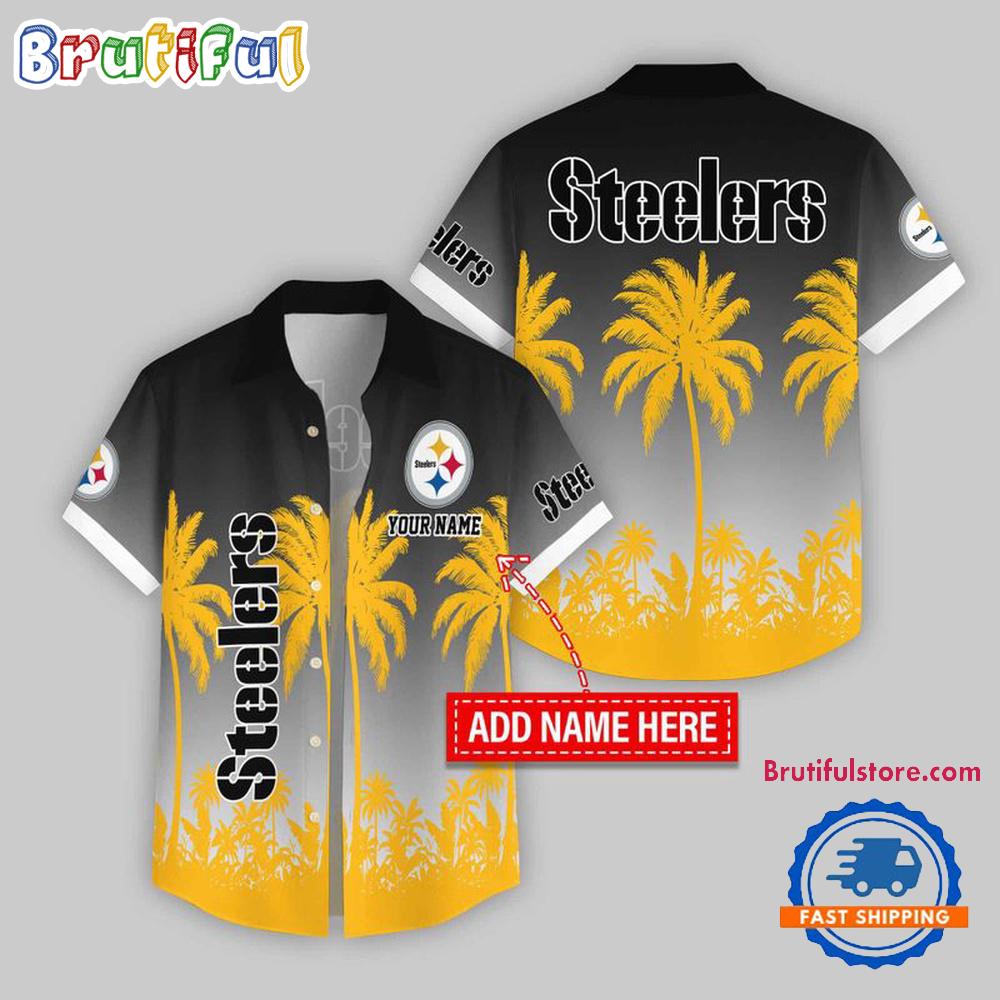Sportswearmerch Pittsburgh Steelers NFL Flower Palm Tree Summer Personalized Hawaiian Shirt For Fan
