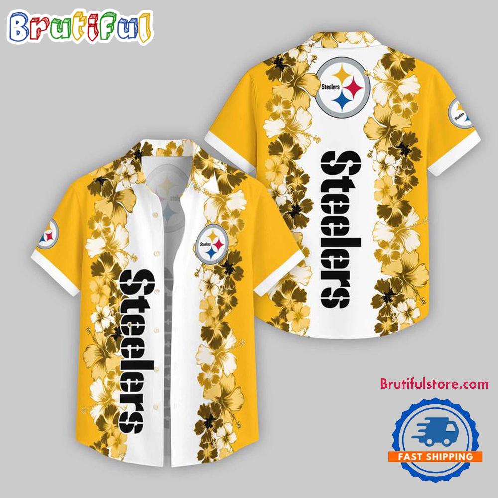 Sportswearmerch Pittsburgh Steelers NFL Flower Pattern Summer Beach Personalized Hawaiian Shirt For Fan