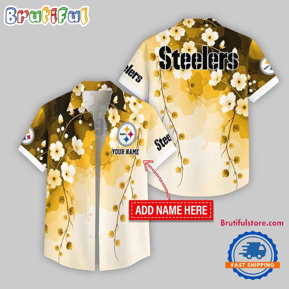 Sportswearmerch Pittsburgh Steelers NFL Flower Pattern Trendy Summer Personalized Hawaiian Shirt For Fan