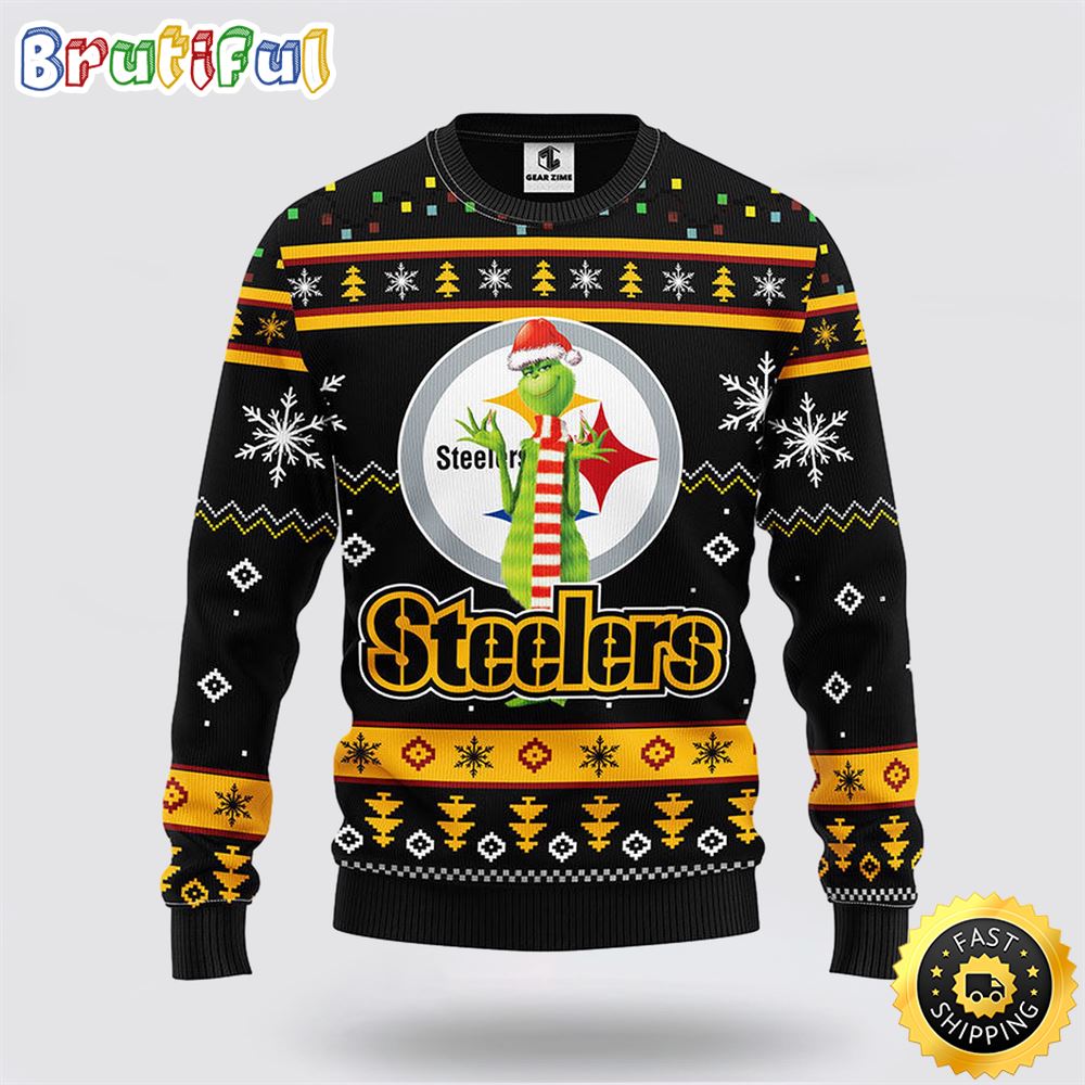 Sportswearmerch Pittsburgh Steelers NFL Funny Grinch Ugly Christmas Sweater For Fan