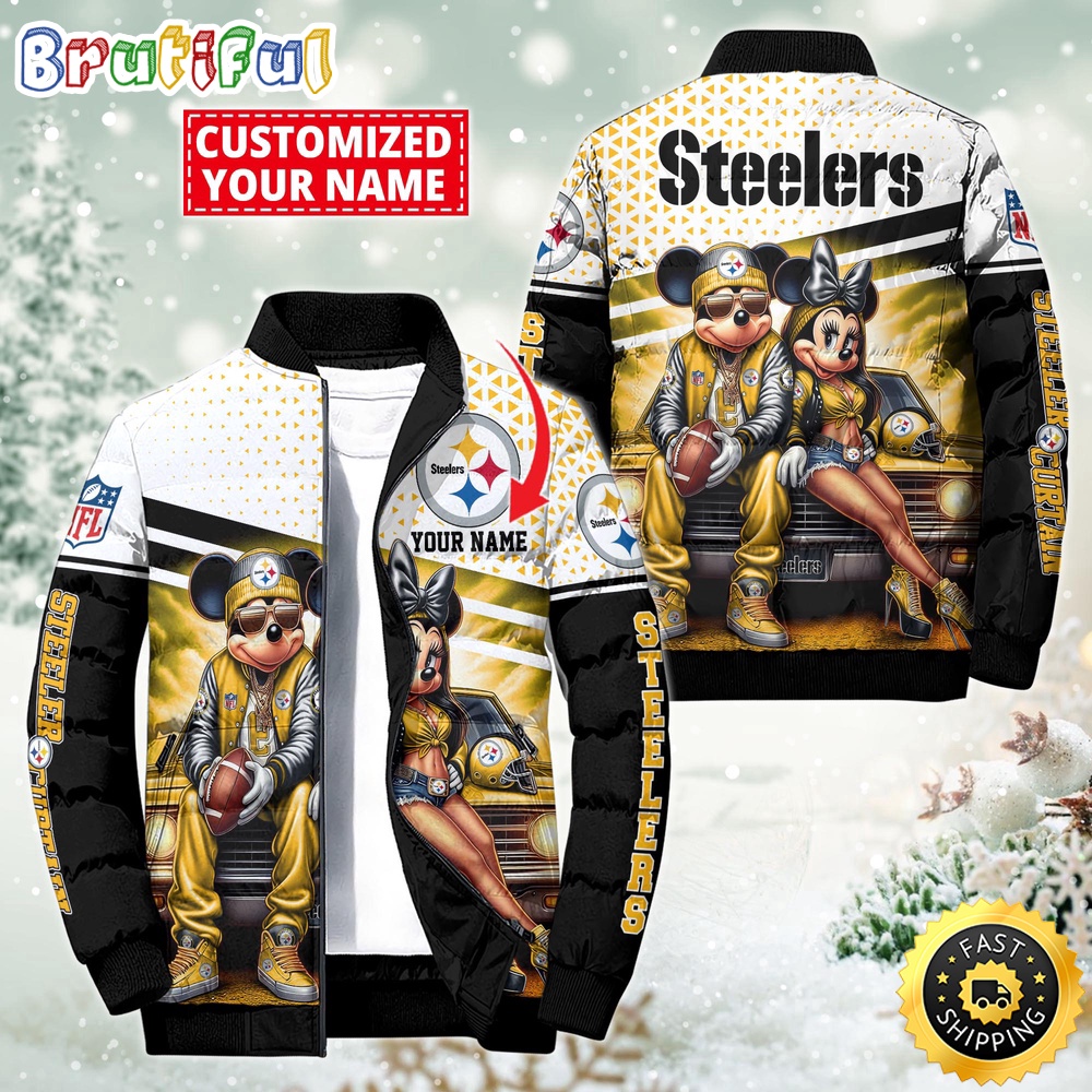 Sportswearmerch Pittsburgh Steelers NFL Mickey Minnie Puffer Jacket For Fan