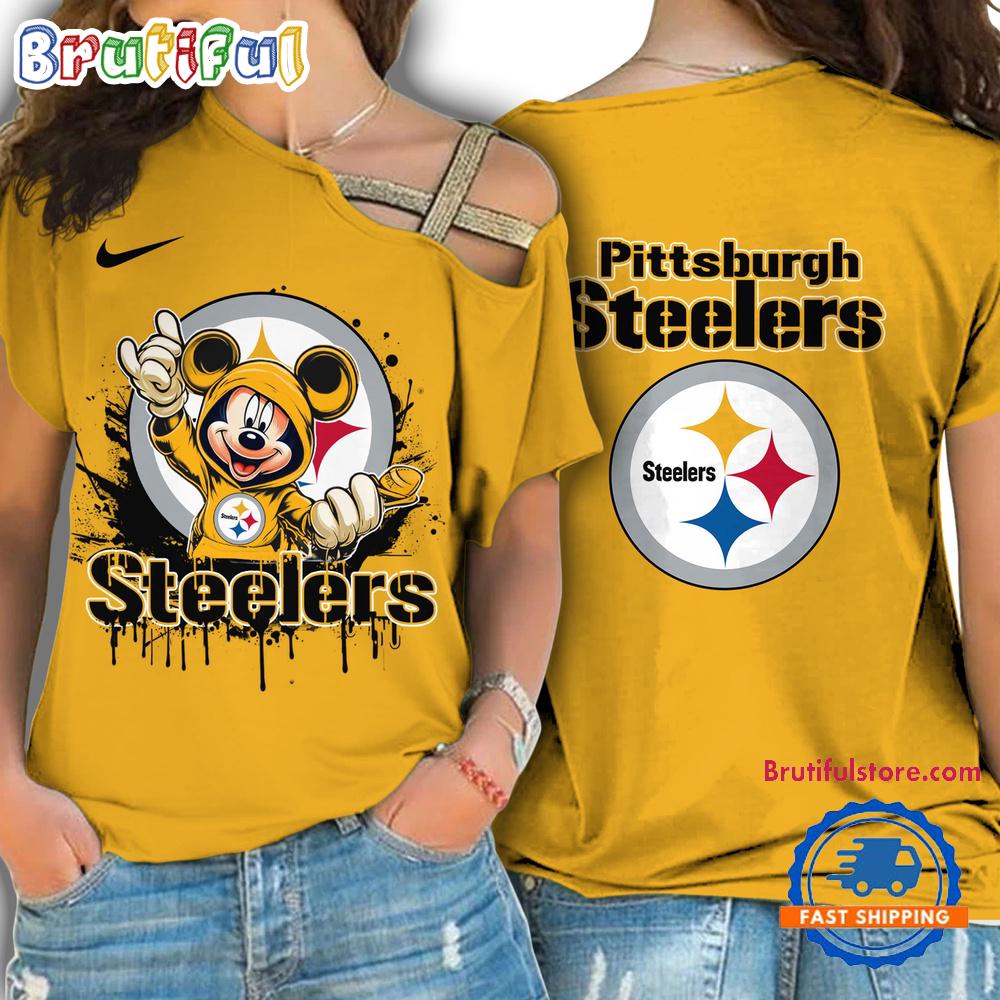 Sportswearmerch Pittsburgh Steelers NFL Mickey Mouse Strapless Sleeve Short For Fan