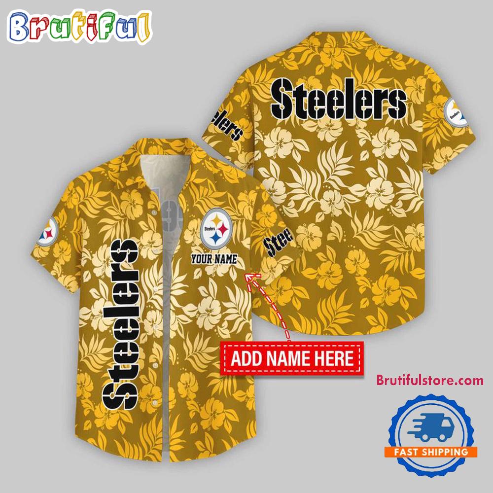 Sportswearmerch Pittsburgh Steelers NFL Night Flower Pattern Personalized Personalized Hawaiian Shirt For Fan