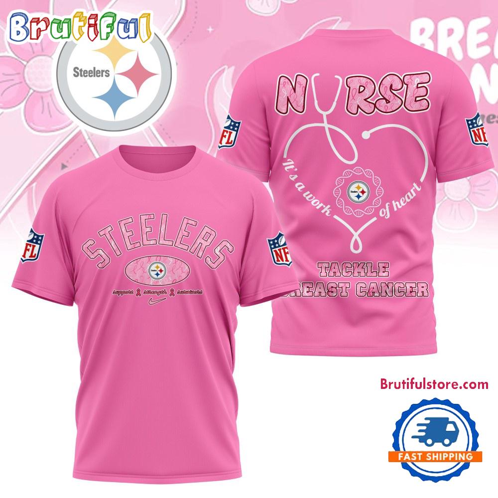 Sportswearmerch Pittsburgh Steelers NFL Nurse Breast Cancer Awareness T-shirt For Fan