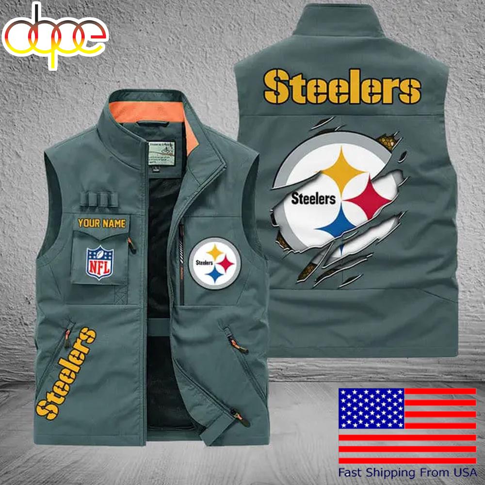 Sportswearmerch Pittsburgh Steelers NFL On Back Personalized Pocket Vest For Fan