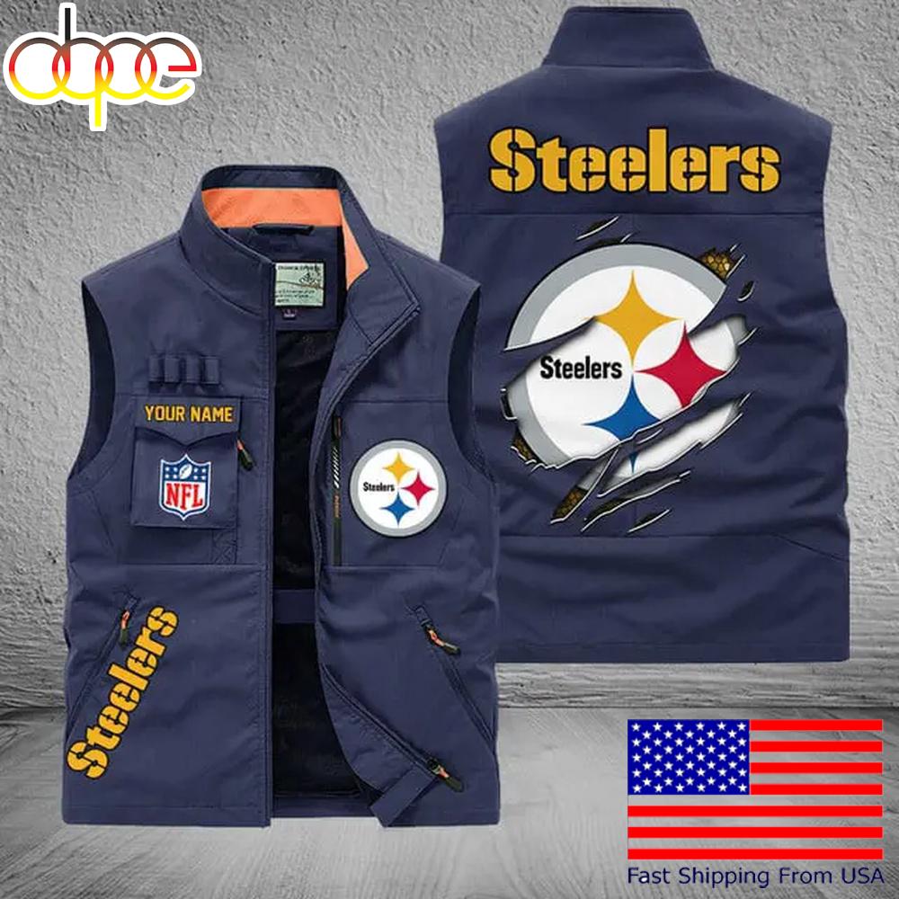 Sportswearmerch Pittsburgh Steelers NFL On Back Personalized Pocket Vest For Fan