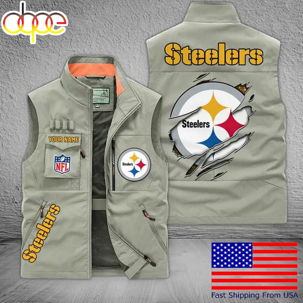Sportswearmerch Pittsburgh Steelers NFL On Back Personalized Pocket Vest For Fan