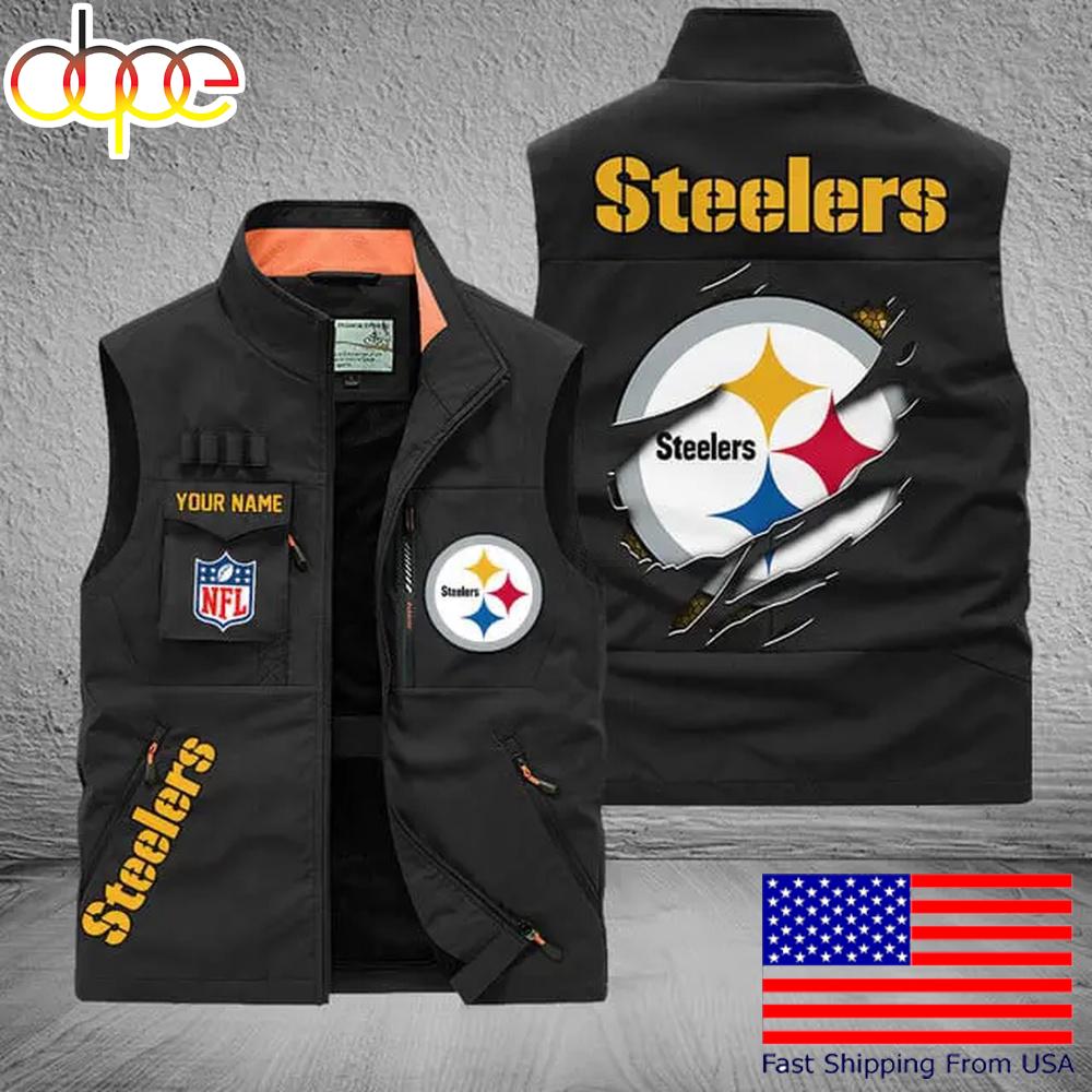 Sportswearmerch Pittsburgh Steelers NFL On Back Personalized Pocket Vest For Fan