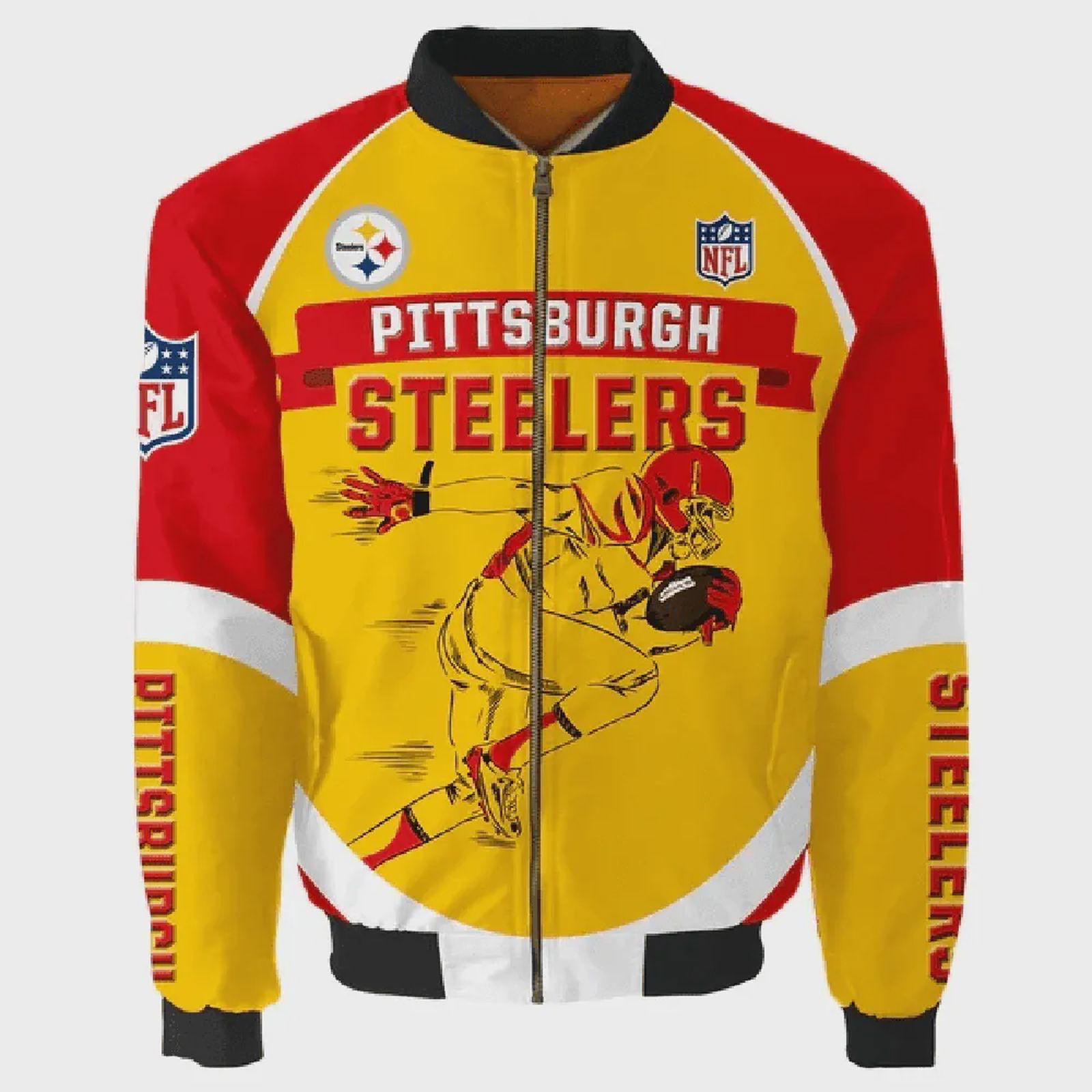 Sportswearmerch Pittsburgh Steelers NFL Pattern Bomber Jacket For Fan